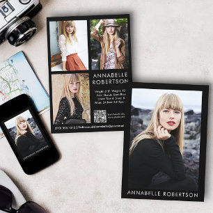 Moderne 4-Foto-Modell-Actor QR-Code-Comp-Karte Einladung