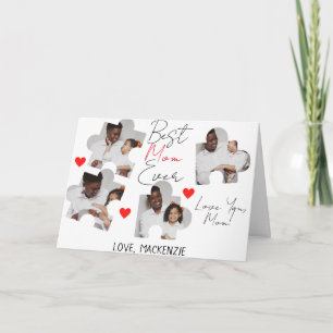 Moderne 4-Foto-Puzzle-Collage zum Muttertag Karte