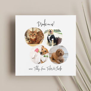 Moderne 4 Fotos Drinks auf der Hundekuh Serviette