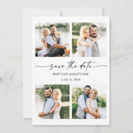 Moderne 4 Fotos Minimalistische Farbschrift Save The Date