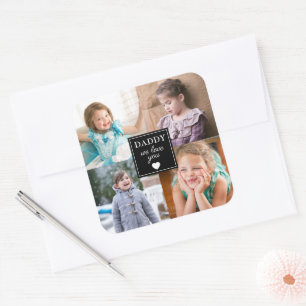 Moderne 4 Kinder Fotocollage Quadratischer Aufkleber