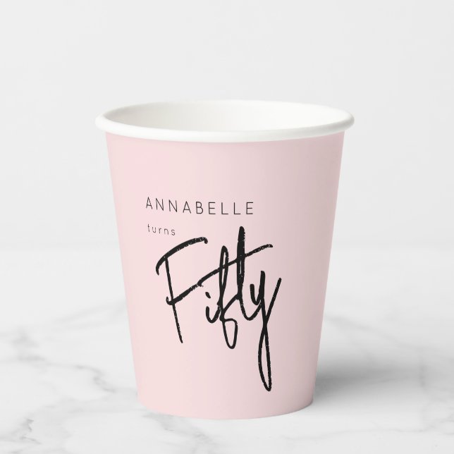 Moderne 50. 50. Geburtstagsparty Pappbecher (Vorderseite)