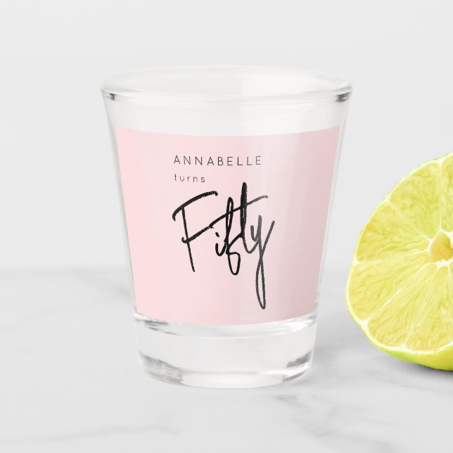 Moderne 50. 50. Geburtstagsparty Schnapsglas (Vorderseite)
