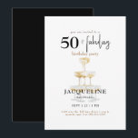 Moderne 50 & fabelhafte Black Birthday Party Einladung<br><div class="desc">Black and Gold 50 & fabelhafte Geburtstagsparty Einladung. Modern.</div>