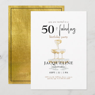 Moderne 50 & fabelhafte Champagner Geburtstagspart Einladung
