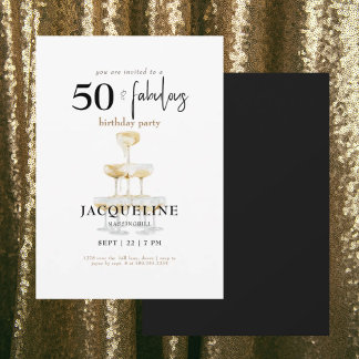 Moderne 50 & fabelhafte Champagner Geburtstagspart Einladung