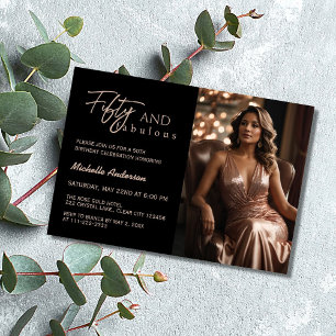 Moderne 50 & fabelhafte Foto Rose Gold 50. Geburts Einladung