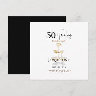 Moderne 50 & fabulous B/W Square Geburtstagsparty