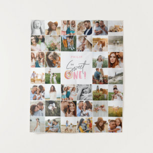 Moderne 50. Geburtstags-Multi-Foto-Vorlage Wandteppich