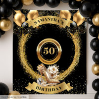Moderne 50. Geburtstagsbanner Blush Black Gold Hee