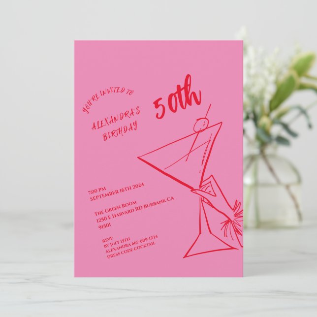 Moderne 50. Geburtstagsfeier Einladung (Stehend Vorderseite)