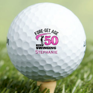 Moderne 50. Geburtstagsgolfbälle pinkfarbene Initi Golfball