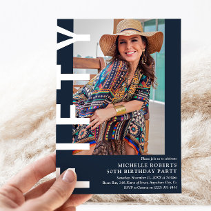 Moderne 50. Geburtstagsparty im Foto Einladung