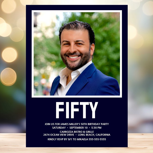 Moderne 50. Geburtstagsparty im Foto Einladung (Von Creator hochgeladen)