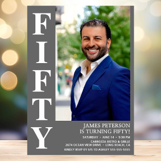 Moderne 50. Geburtstagsparty im Foto Einladung