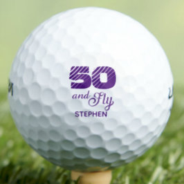 Moderne 50. Geburtstagsparty mit einfachem Namen G Golfball