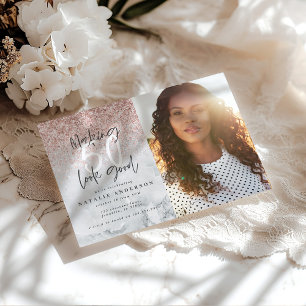 Moderne 50. Rose Gold Glitzer und Marmor