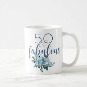 Moderne 50 und fabelhafte blaue Flora Wasserfarbe Kaffeetasse