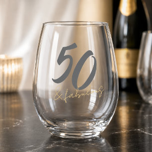 Moderne 50 und Fabelhafte Geburtstag Weinglas Ohne Stiel