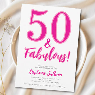 Moderne 50 und fantastische pinke 50. Geburtstagsf Einladung