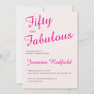Moderne 50 und fantastische rosa 50. Geburtstagsfe Einladung