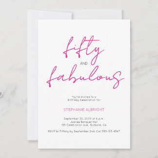 Moderne 50 und fantastische rosa 50. Geburtstagsfe Einladung