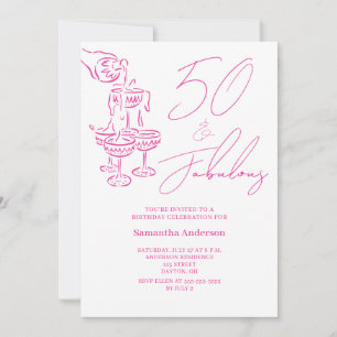 Moderne 50 und fantastische rosa 50. Geburtstagsfe Einladung