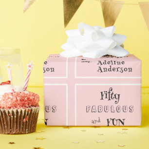 Moderne 50 und fantastische rosa 50. Geburtstagsfe Geschenkpapier