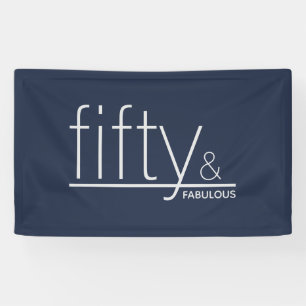 Moderne 50er & FABULOUS Marine & Silver Birthday B Banner