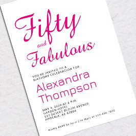 Moderne 50er und Fabelhafte Pinke 50. Geburtstagsf Einladung