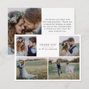 Moderne 5-Foto-Collage-Hochzeit Dankeskarte