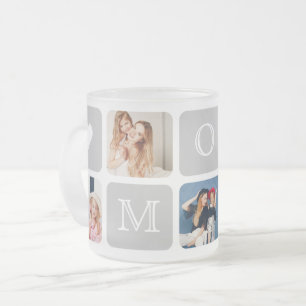 Moderne 5-Foto-Collage Mutter/Mama Milchglas-Kaffe Mattglastasse