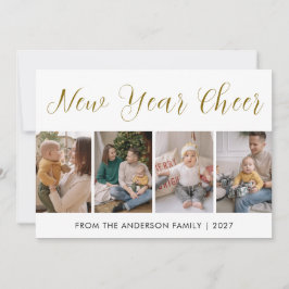 Moderne 5-Foto-Collage Neujahrsjubel Feiertagskarte