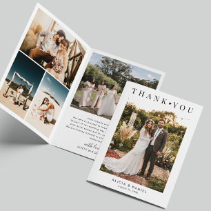 Moderne 5-Foto-Collage-Typografie-Hochzeit  Dankeskarte