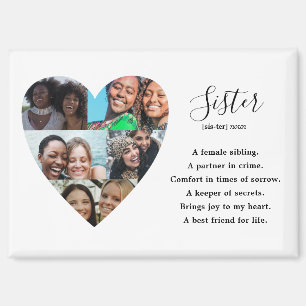 Moderne 5-Foto-einfache Schrift Schwester Geschenk Magnet