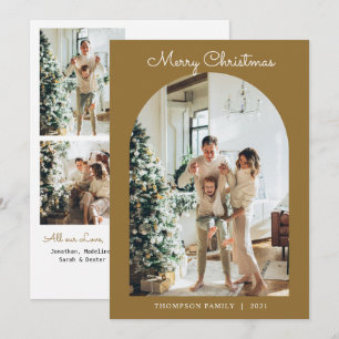 Moderne 5 Foto Gold Frohe Weihnachtsgeschichte 2 Feiertagskarte