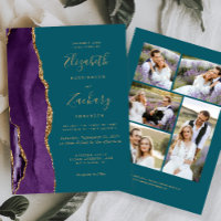 Moderne 5-Foto-Lila Goldgräber-Aquamarin-Hochzeit