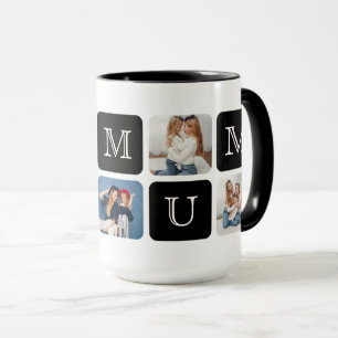 Moderne 5-Foto-"♥ U Mum"-Jumbo-Tasse, 15 oz. Tasse
