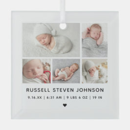 Moderne 5 Fotos Geburtsankündigung Ornament Aus Glas