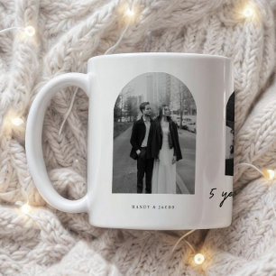 Moderne 5-Jahres-Hochzeit 3-Foto-Ehepaar Kaffeetasse