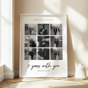 Moderne 5-jährige Fotocollage zum 9-jährigen Jubil Poster