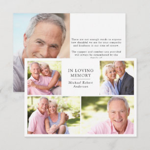 Moderne 5er Foto-Collage Trauerfeier Dankeskarte