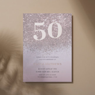 Moderne 5oth Birthday Rose Gold Calligraphy Folieneinladung