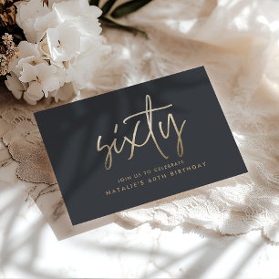 Moderne 60. Geburtstag einfach, stilvoll und elega Einladungspostkarte