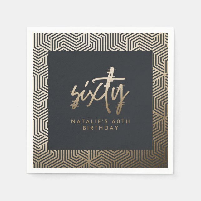 Moderne 60. Geburtstag einfach, stilvoll und elega Serviette (Vorderseite)