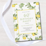 Moderne 60. Geburtstag Lemon Citrus Einladung<br><div class="desc">60. Geburtstag Party ZitronenZitrusmaus Einladung. Modernes,  trendiges sommerliches Aquarelllachs-Design. Einfach den Text ändern.</div>