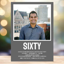 Moderne 60. Geburtstagsparty im SIXTY Foto Einladung