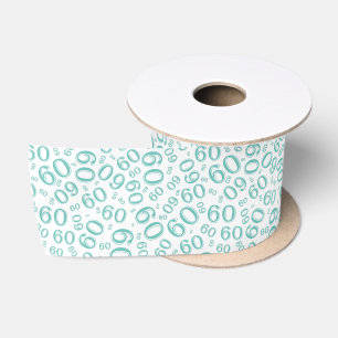 Moderne 60. Geburtstagszahl Muster Teal/Weiß Satinband