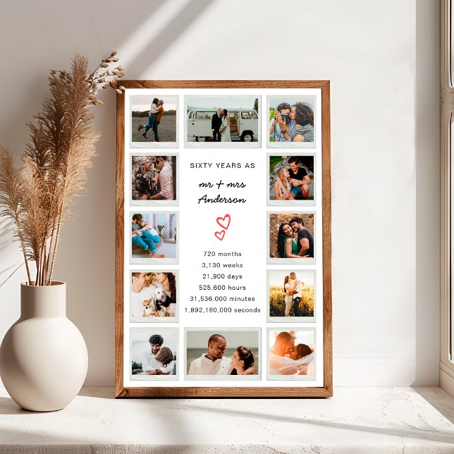 Moderne 60-jährige, kundenspezifische FotoCollage Poster (Von Creator hochgeladen)
