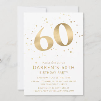Moderne 60. Sechzigster Geburtstag Foto Gold Glitt Einladung
